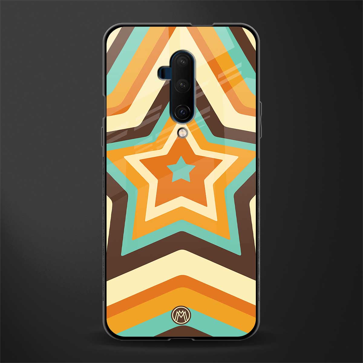 y2k orange brown stars glass case for oneplus 7t pro image