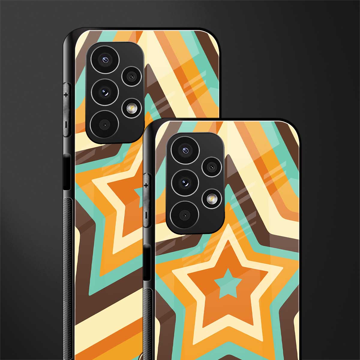 y2k orange brown stars back phone cover | glass case for samsung galaxy a13 4g