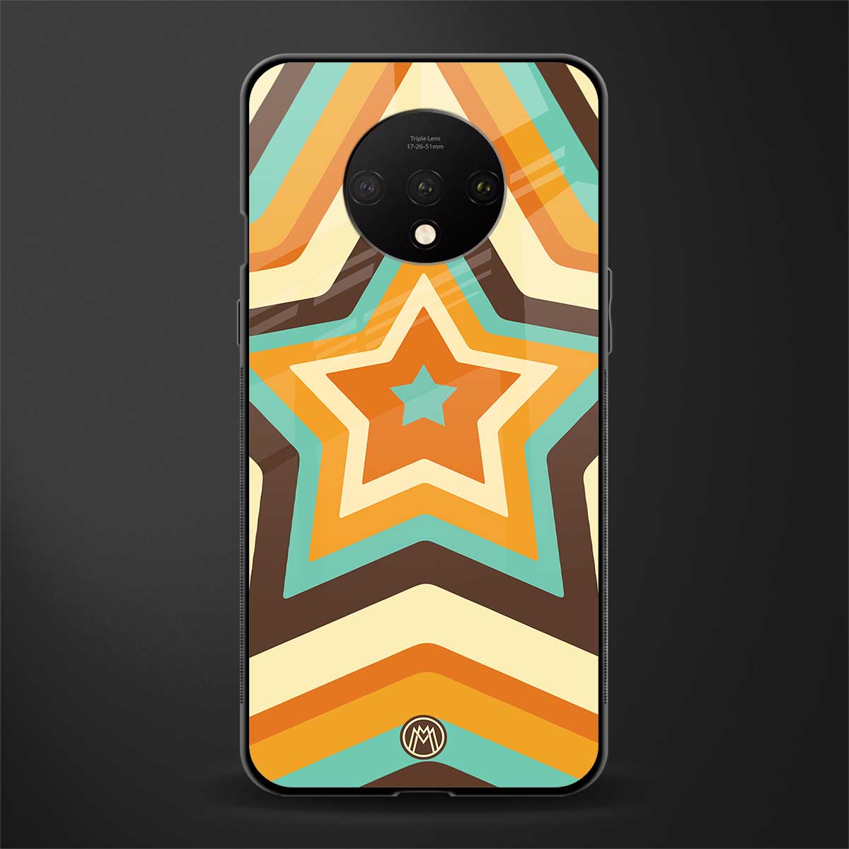 y2k orange brown stars glass case for oneplus 7t image