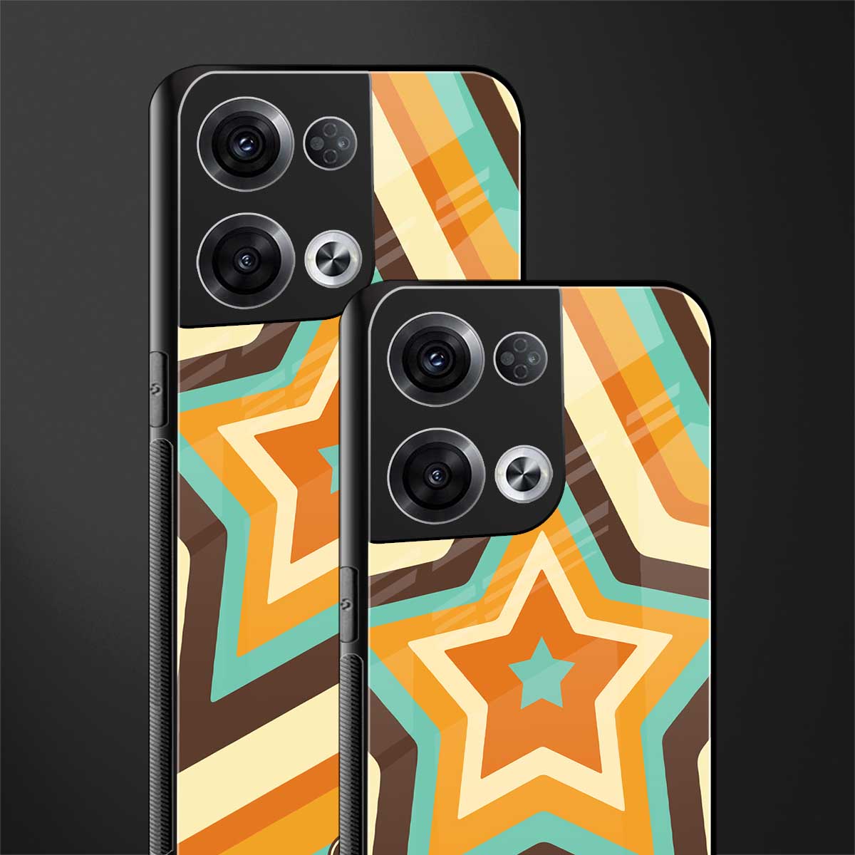 y2k orange brown stars back phone cover | glass case for oppo reno 8 pro