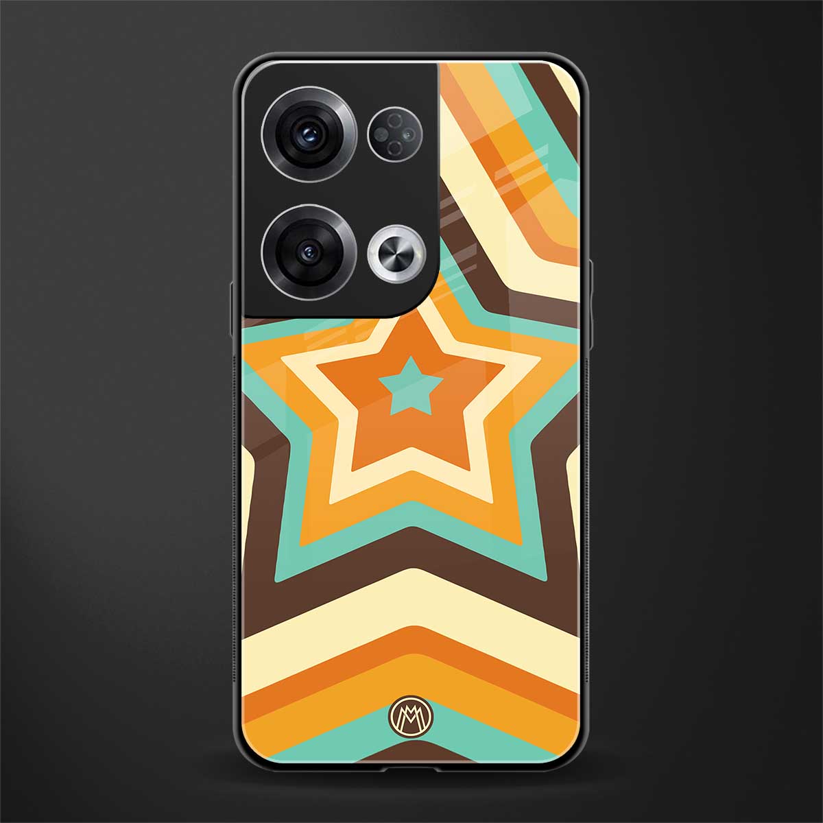 y2k orange brown stars back phone cover | glass case for oppo reno 8 pro