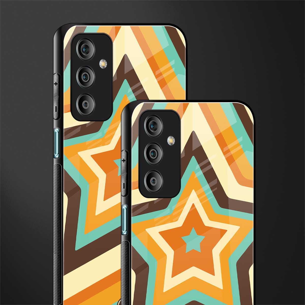 y2k orange brown stars back phone cover | glass case for samsung galaxy f23 5g