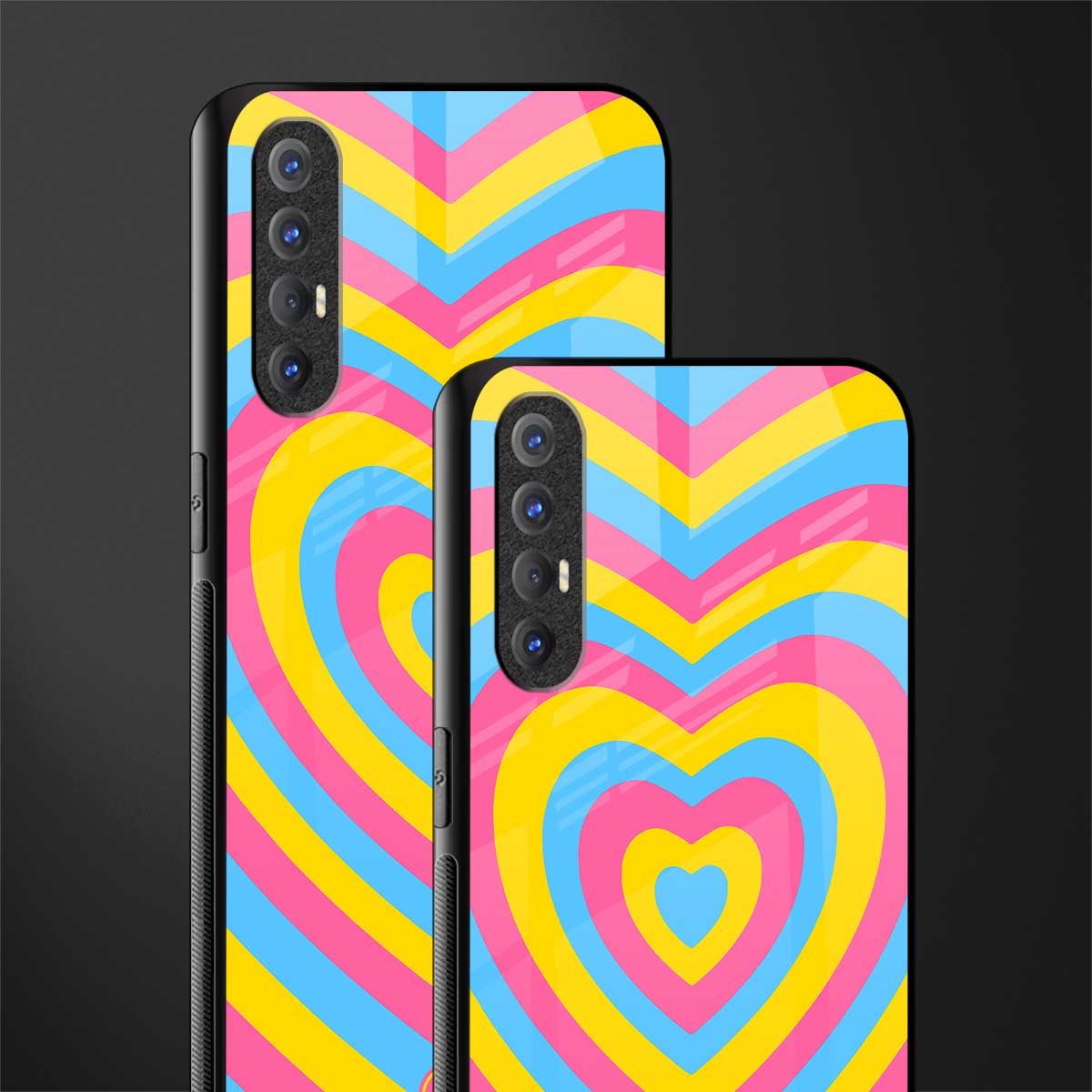 y2k pink blue hearts aesthetic glass case for oppo reno 3 pro image-2