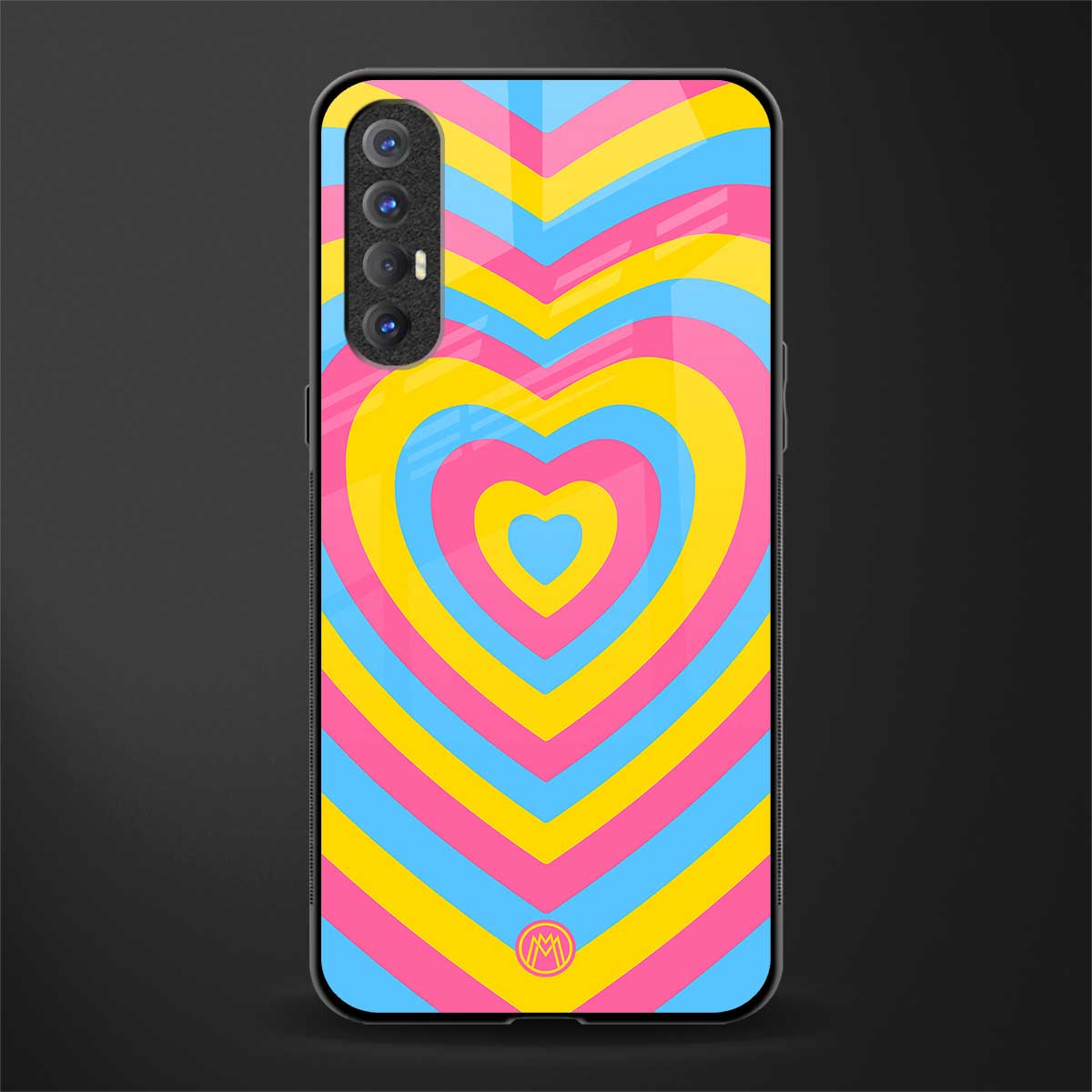 y2k pink blue hearts aesthetic glass case for oppo reno 3 pro image