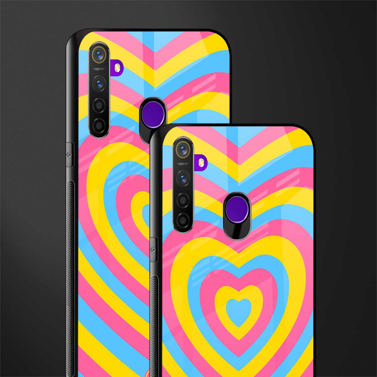 y2k pink blue hearts aesthetic glass case for realme 5s image-2