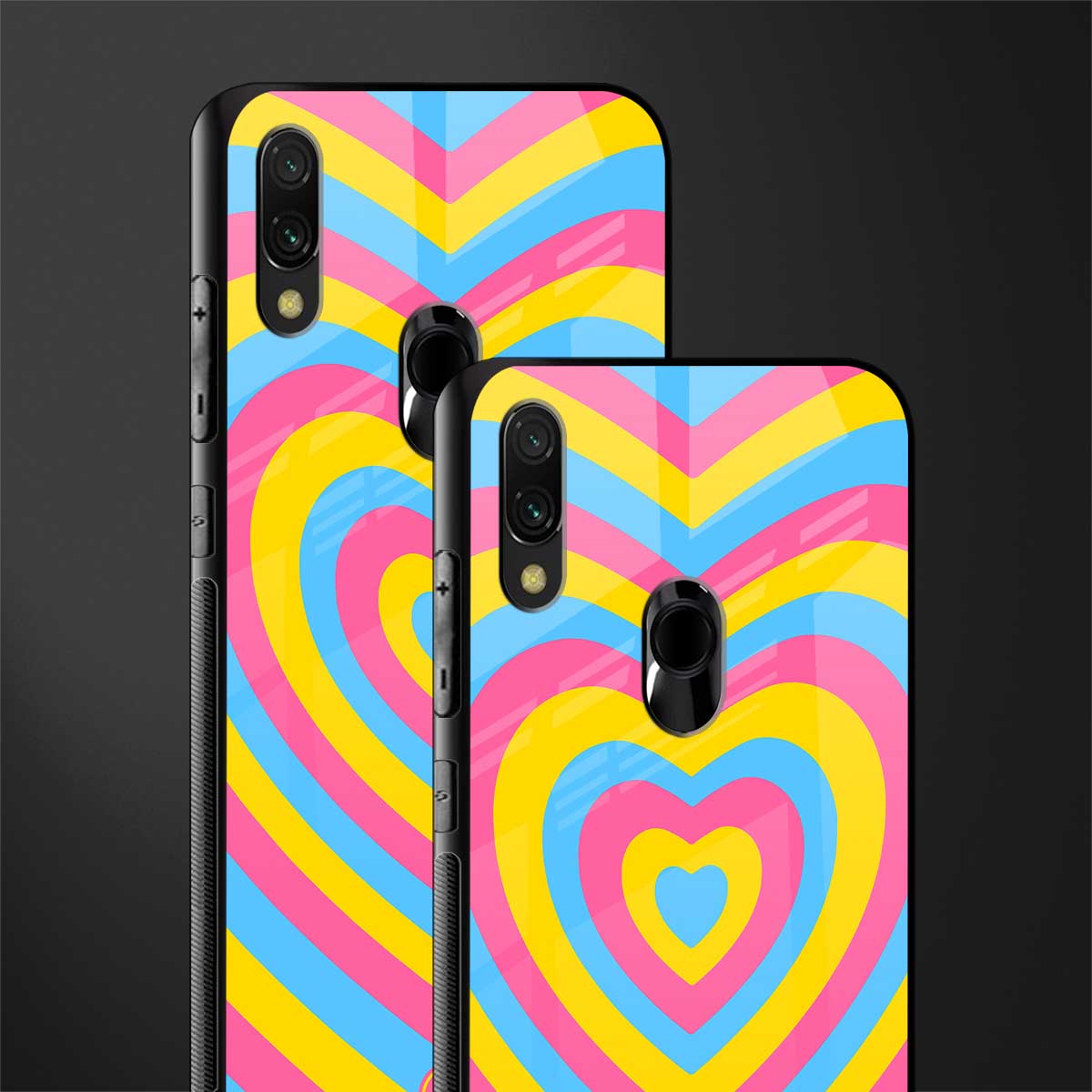 y2k pink blue hearts aesthetic glass case for redmi y3 image-2
