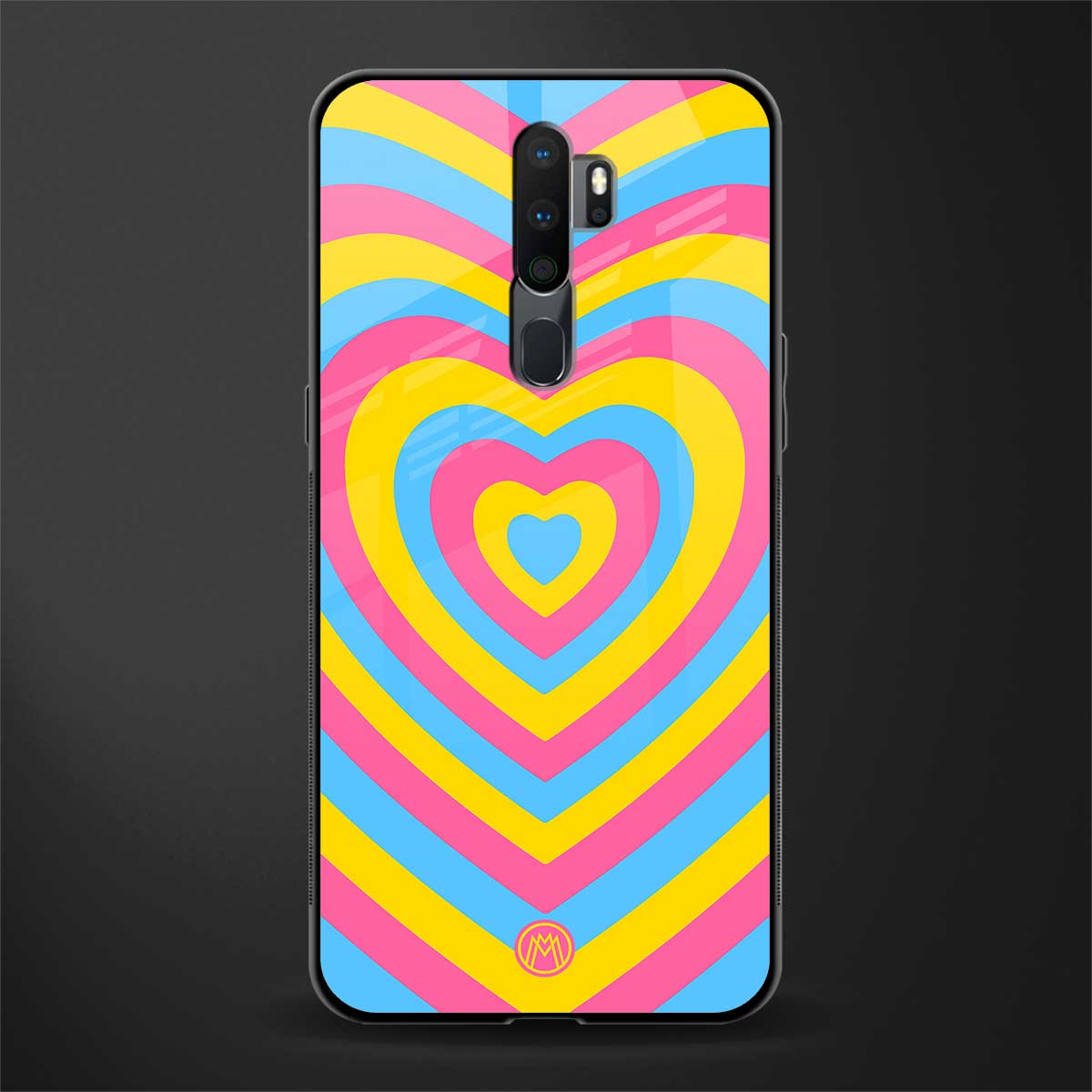 y2k pink blue hearts aesthetic glass case for oppo a5 2020 image