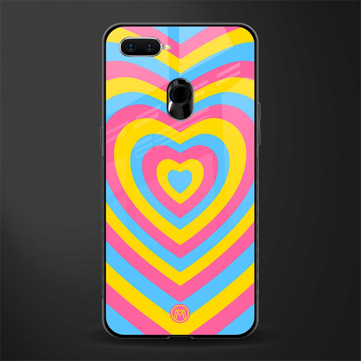 y2k pink blue hearts aesthetic glass case for oppo a7 image