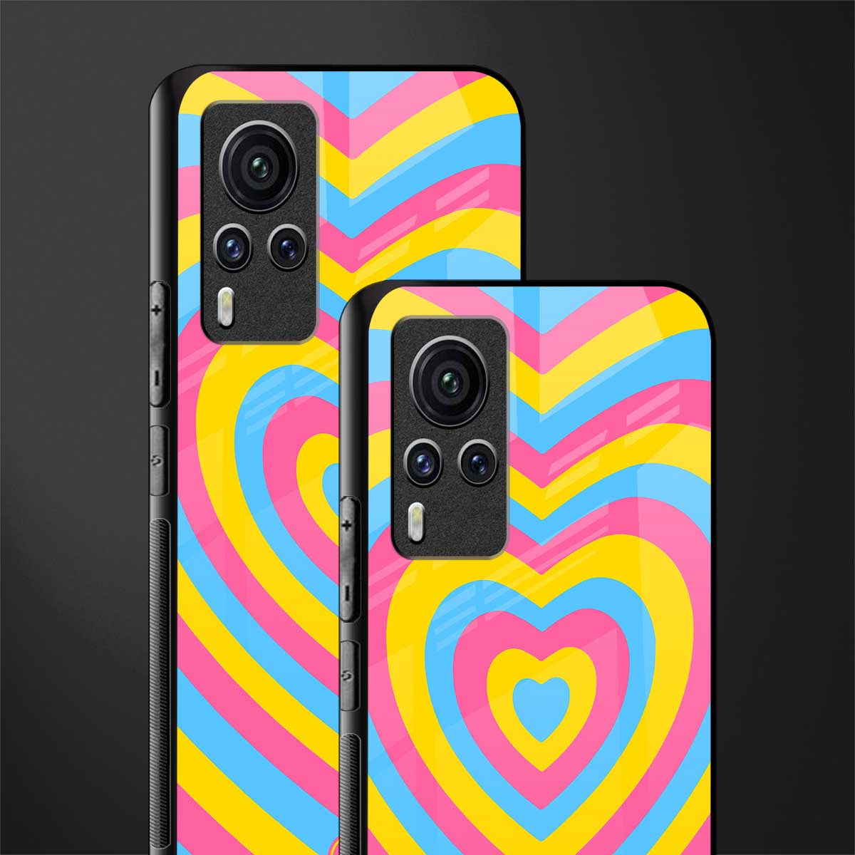 y2k pink blue hearts aesthetic glass case for vivo x60 pro image-2
