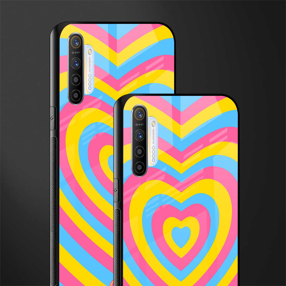y2k pink blue hearts aesthetic glass case for realme x2 image-2
