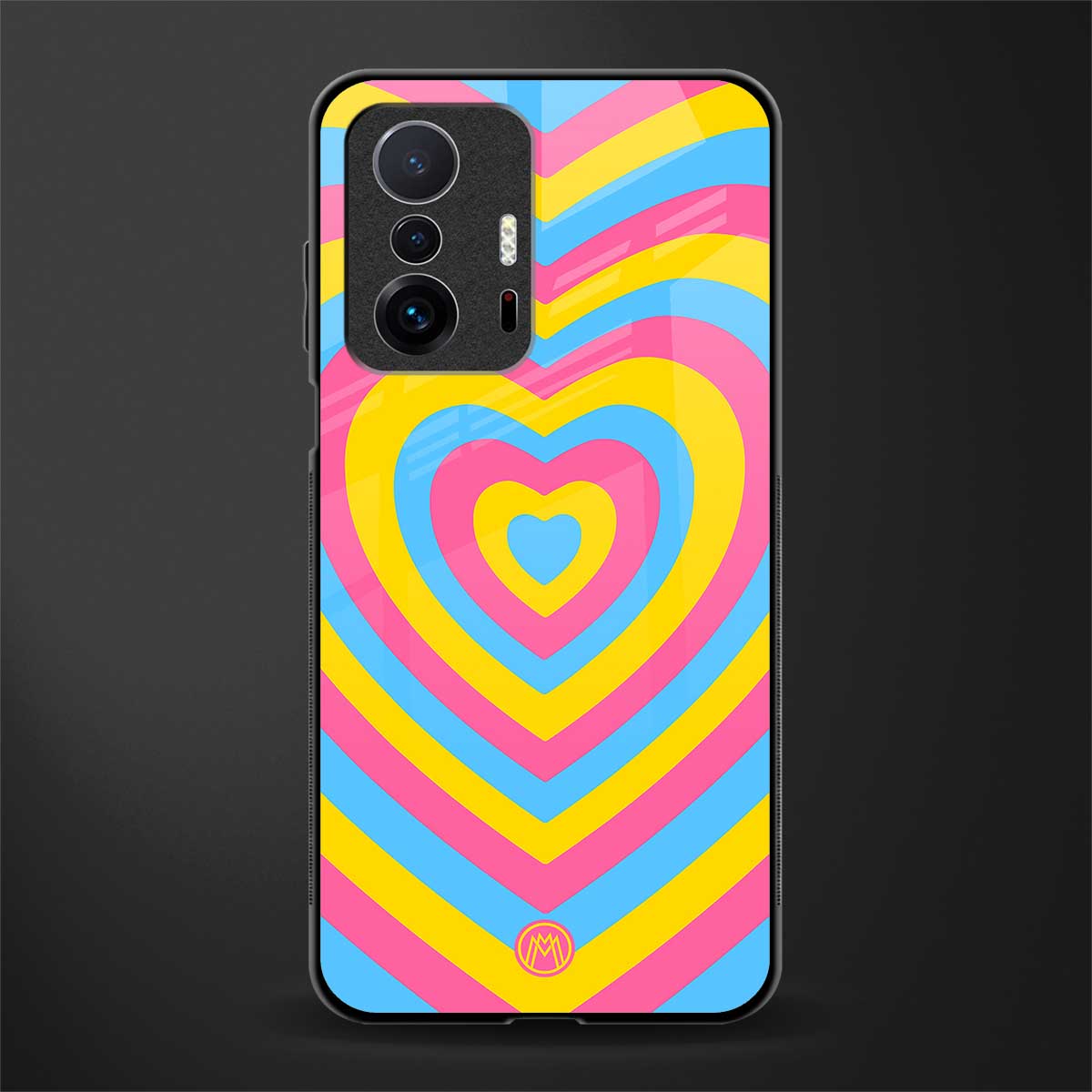 y2k pink blue hearts aesthetic glass case for mi 11t pro 5g image