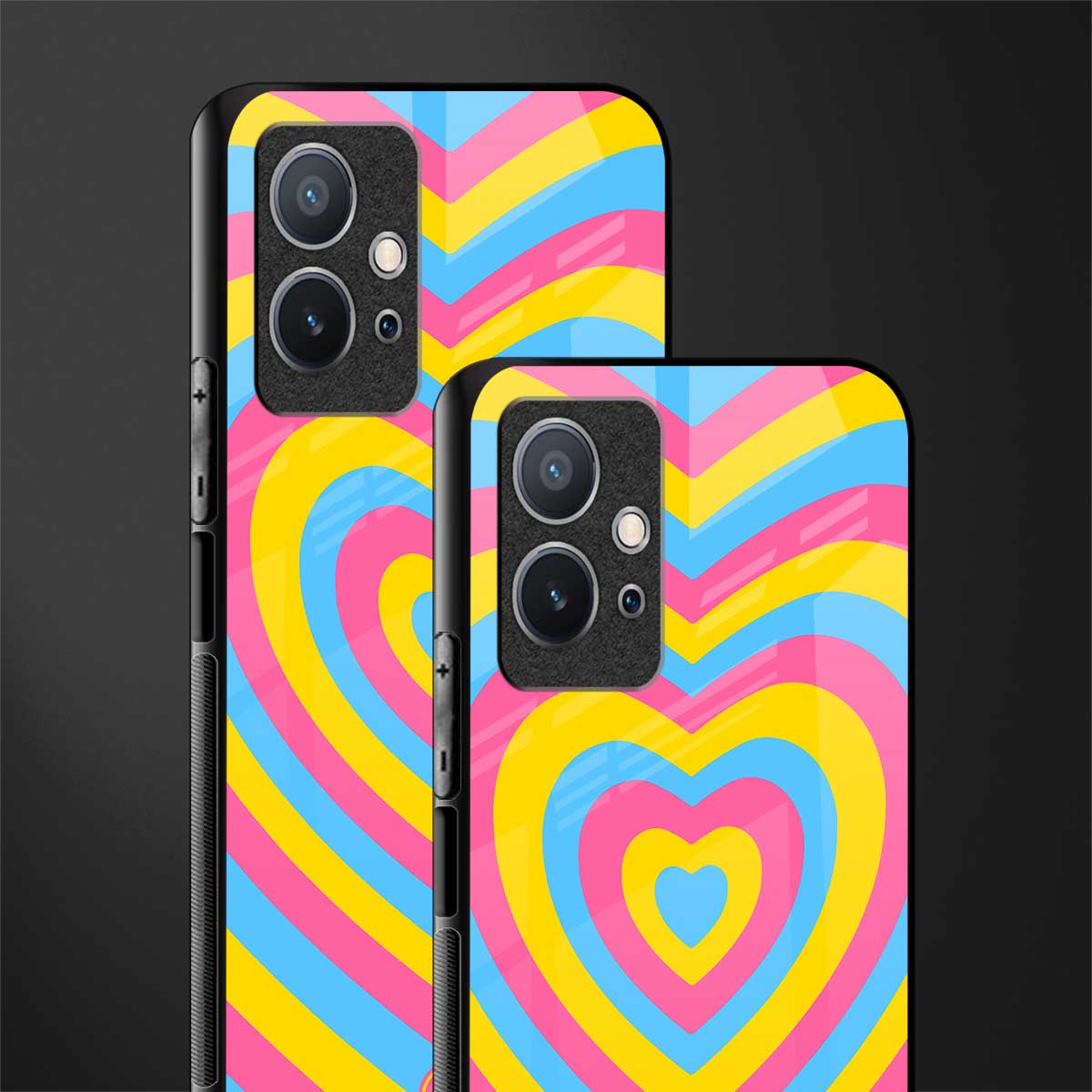 y2k pink blue hearts aesthetic glass case for vivo y75 5g image-2