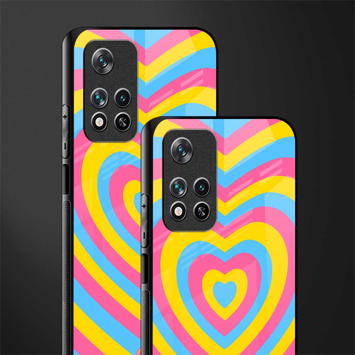 y2k pink blue hearts aesthetic glass case for poco m4 pro 5g image-2