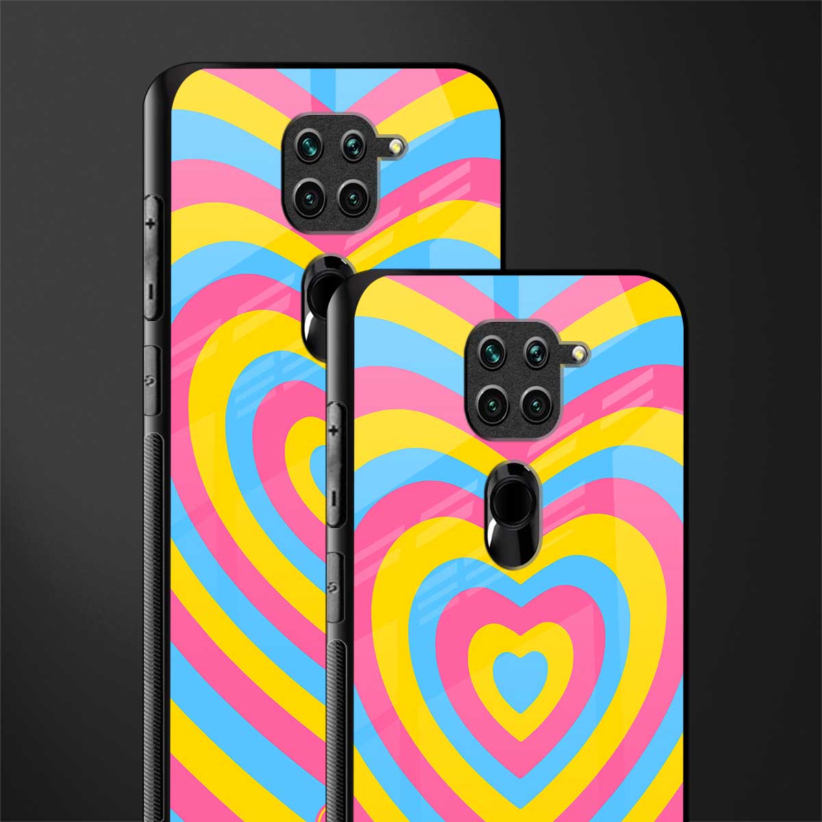 y2k pink blue hearts aesthetic glass case for redmi note 9 image-2