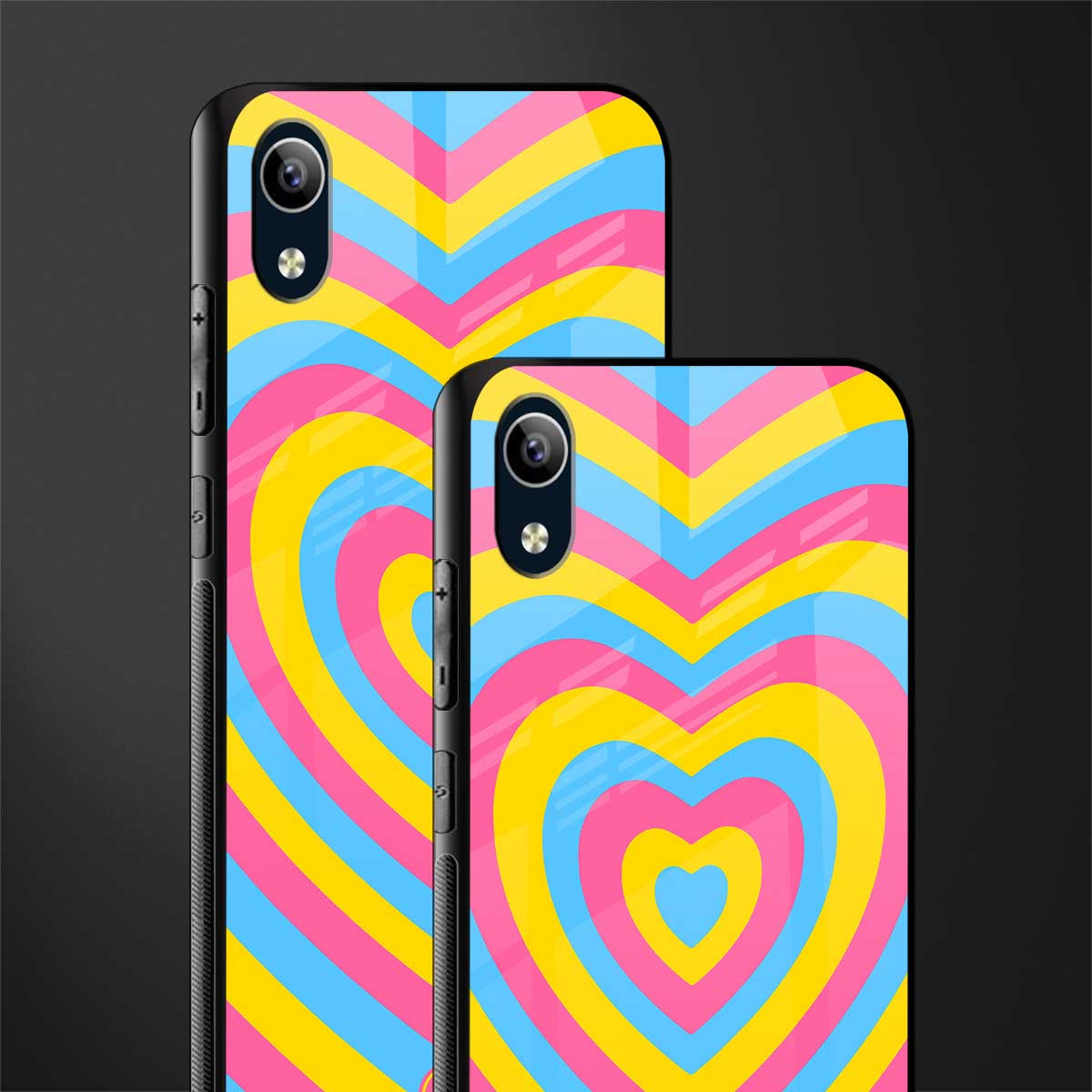 y2k pink blue hearts aesthetic glass case for vivo y1s without fingerprint image-2