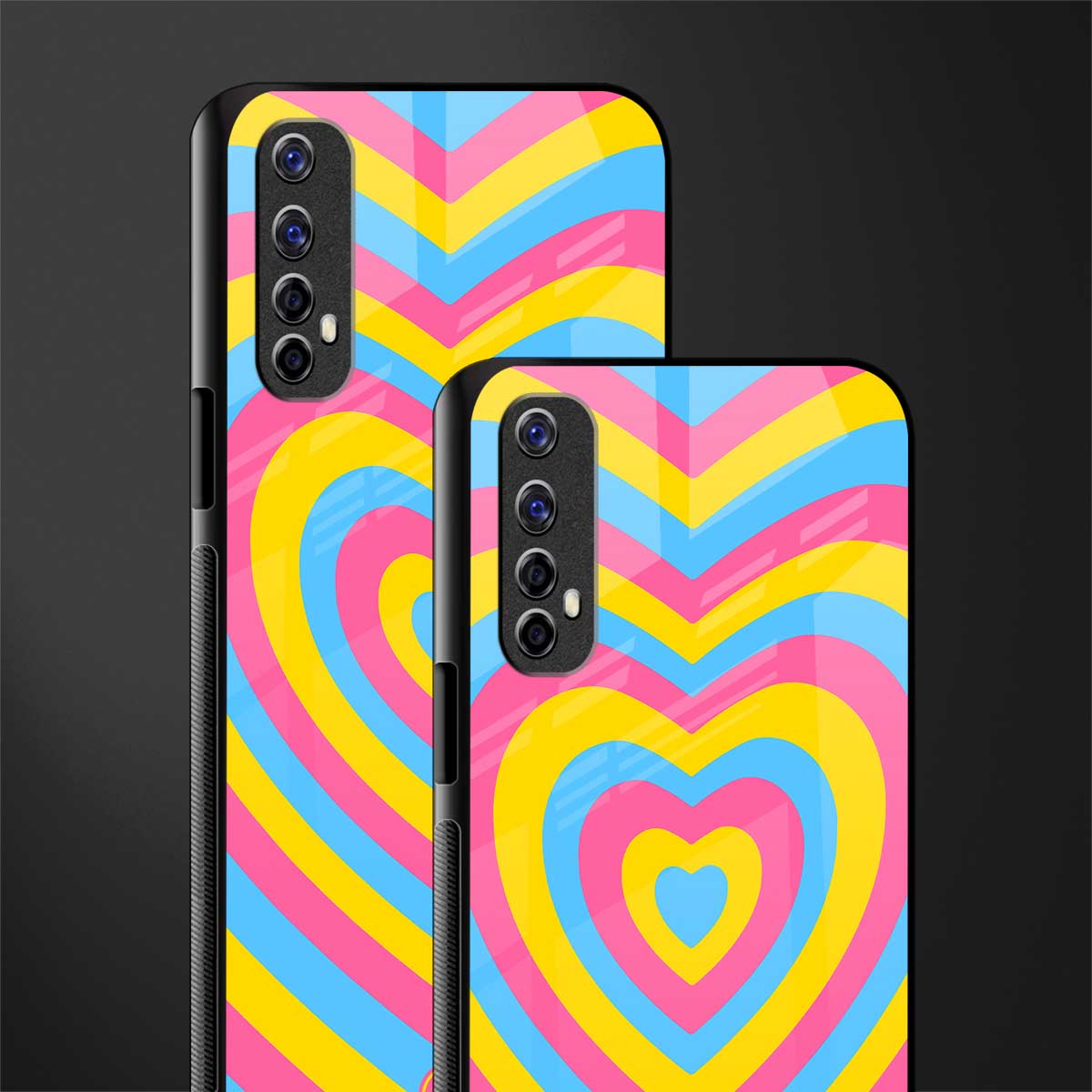 y2k pink blue hearts aesthetic glass case for realme 7 image-2