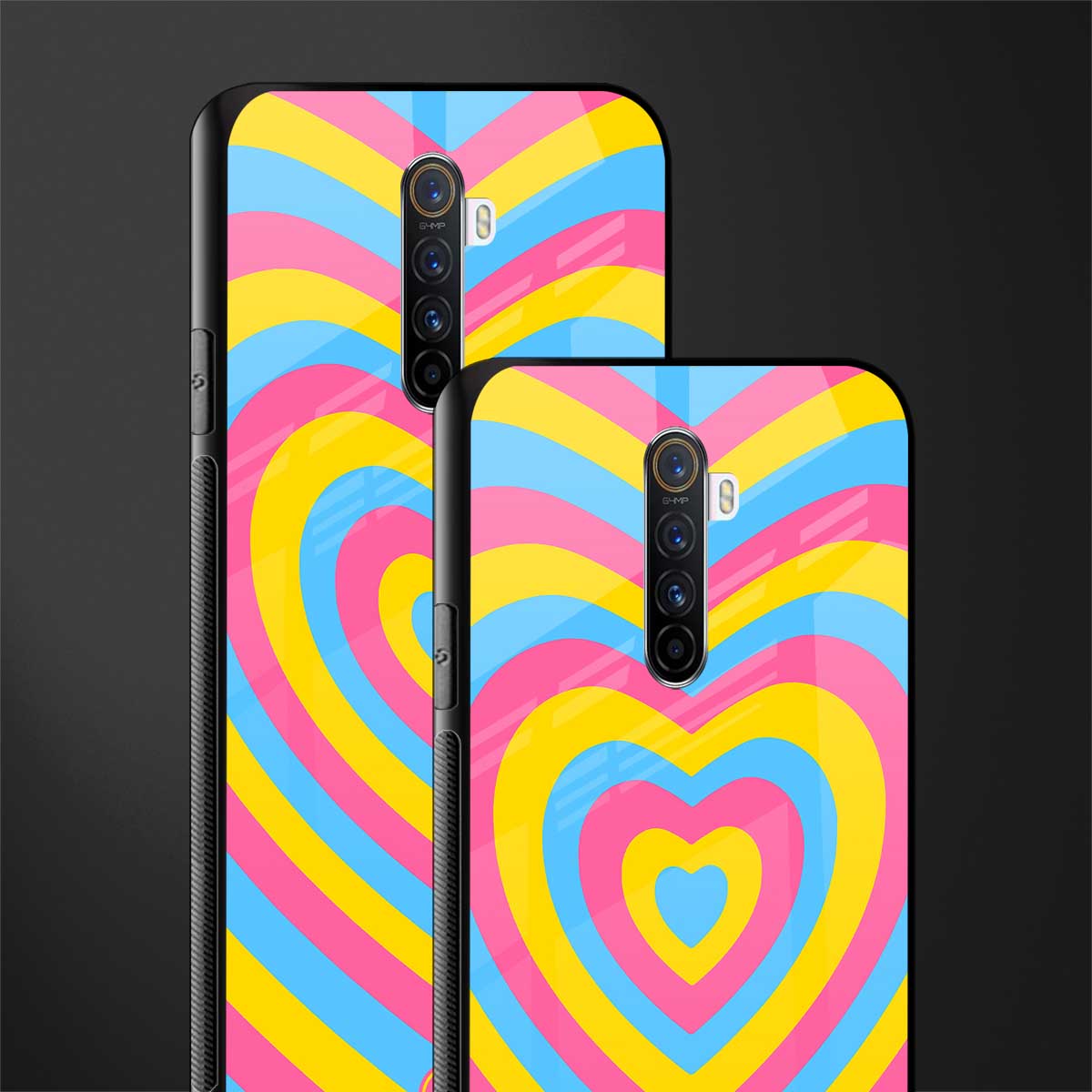 y2k pink blue hearts aesthetic glass case for realme x2 pro image-2