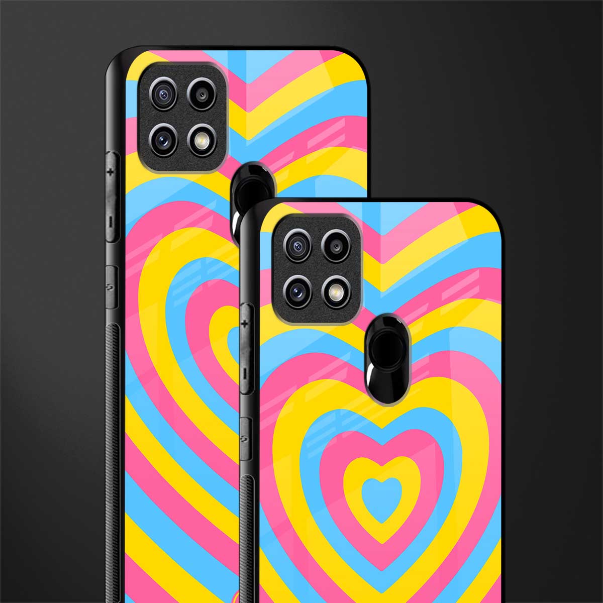 y2k pink blue hearts aesthetic glass case for oppo a15s image-2