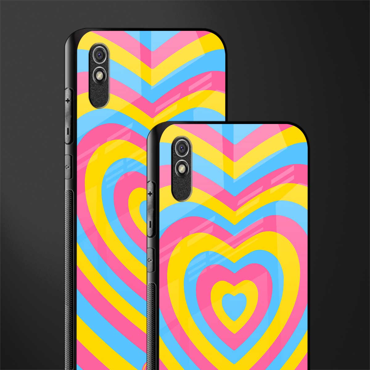 y2k pink blue hearts aesthetic glass case for redmi 9a image-2