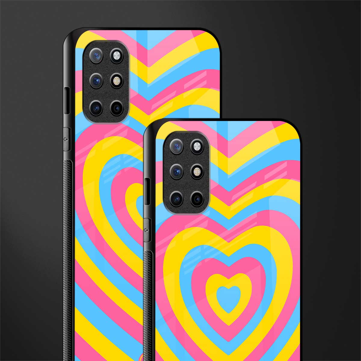 y2k pink blue hearts aesthetic glass case for oneplus 8t image-2
