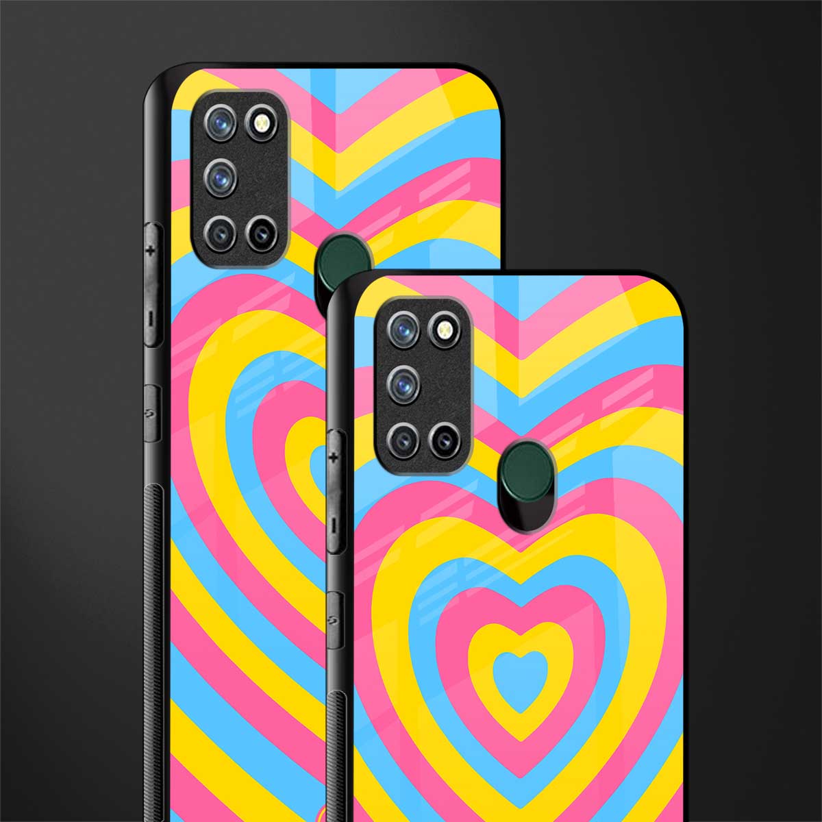 y2k pink blue hearts aesthetic glass case for realme 7i image-2