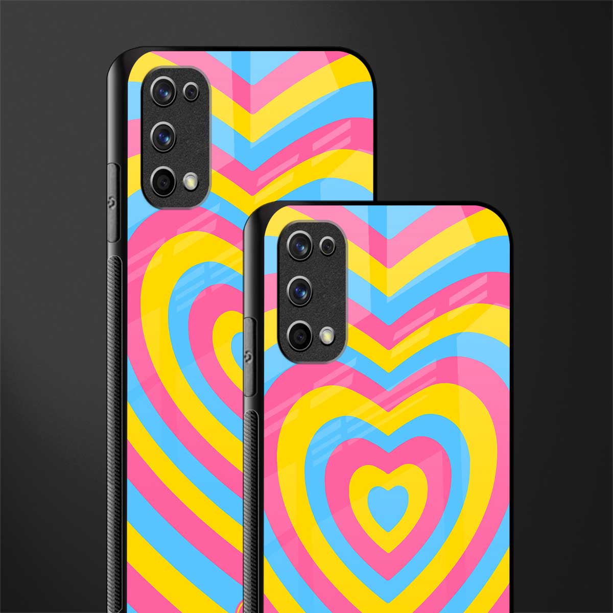 y2k pink blue hearts aesthetic glass case for realme 7 pro image-2