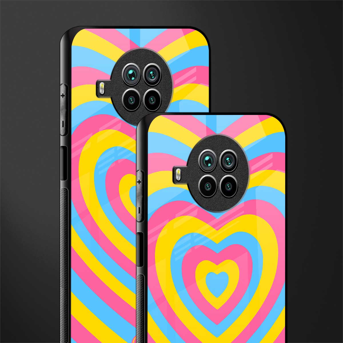 y2k pink blue hearts aesthetic glass case for mi 10i image-2