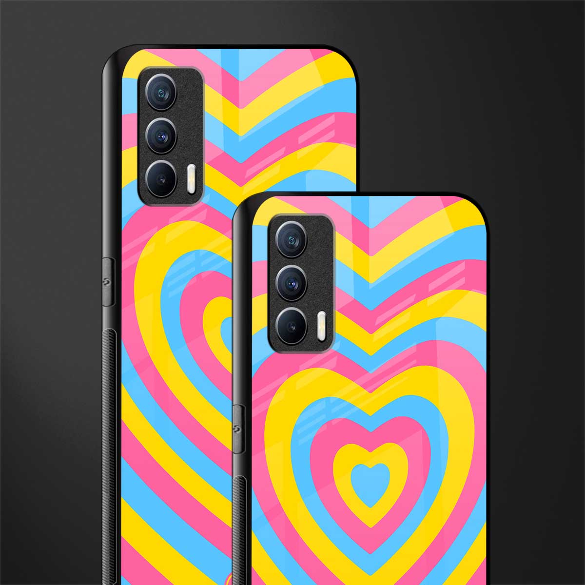 y2k pink blue hearts aesthetic glass case for realme x7 image-2