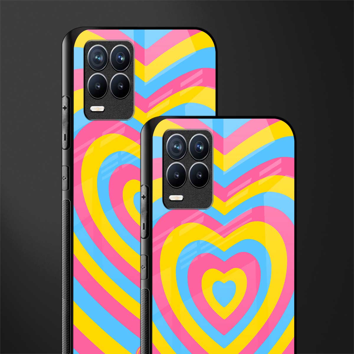 y2k pink blue hearts aesthetic glass case for realme 8 4g image-2