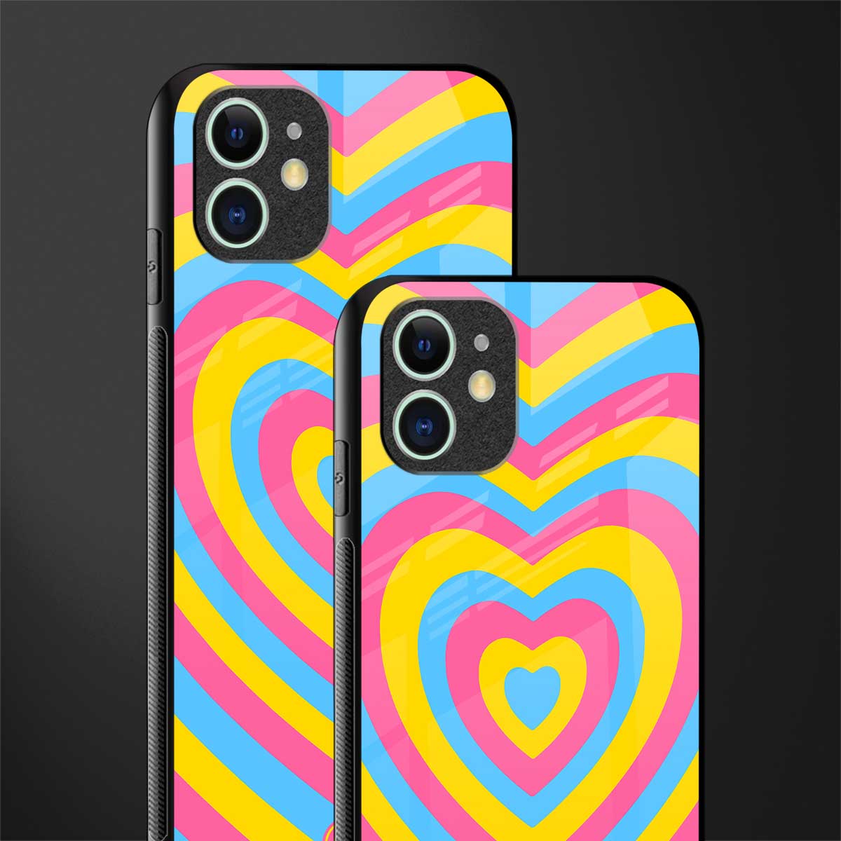 y2k pink blue hearts aesthetic glass case for iphone 11 image-2