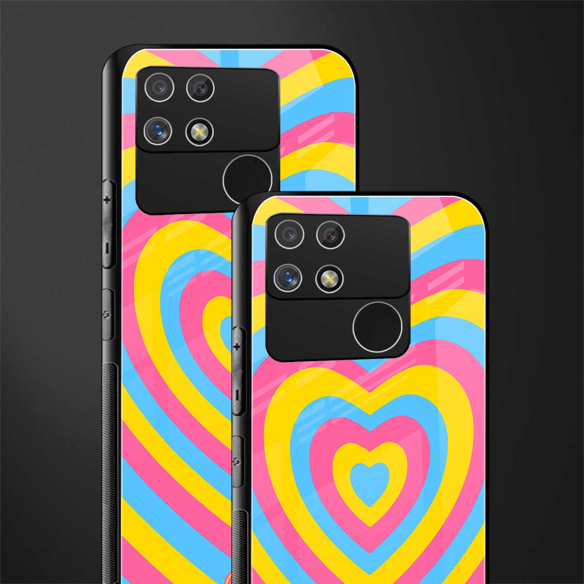 y2k pink blue hearts aesthetic back phone cover | glass case for realme narzo 50a