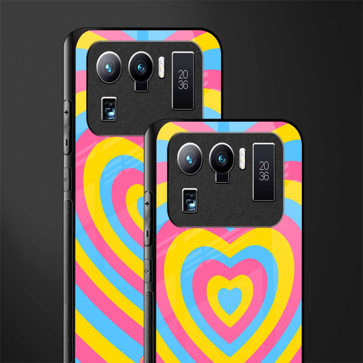 y2k pink blue hearts aesthetic glass case for mi 11 ultra 5g image-2