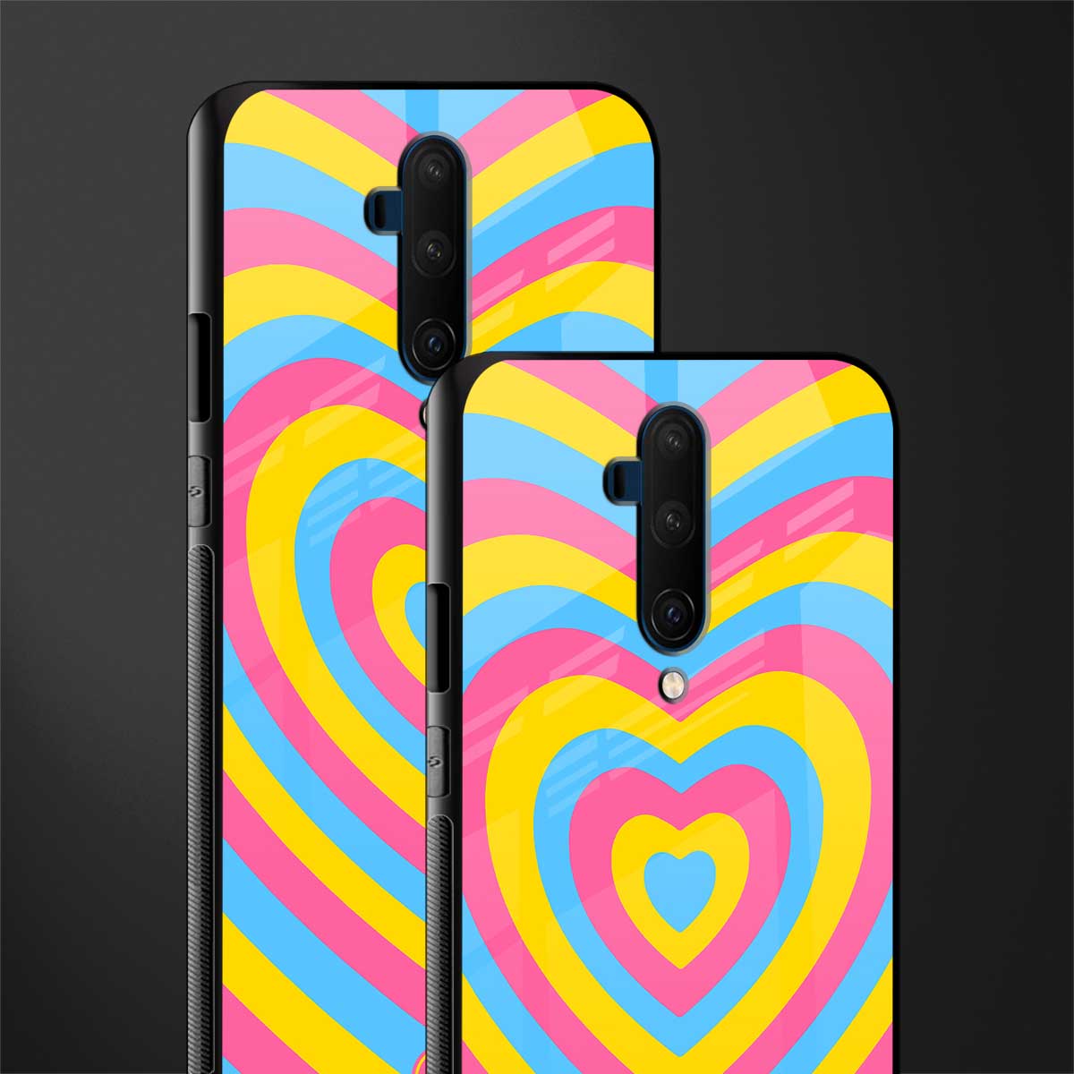 y2k pink blue hearts aesthetic glass case for oneplus 7t pro image-2