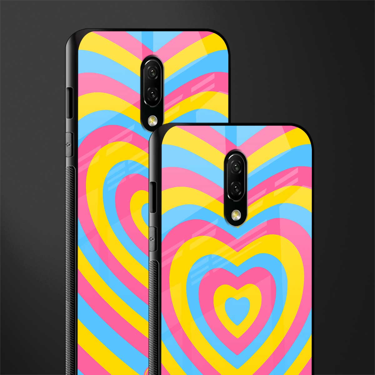 y2k pink blue hearts aesthetic glass case for oneplus 7 image-2