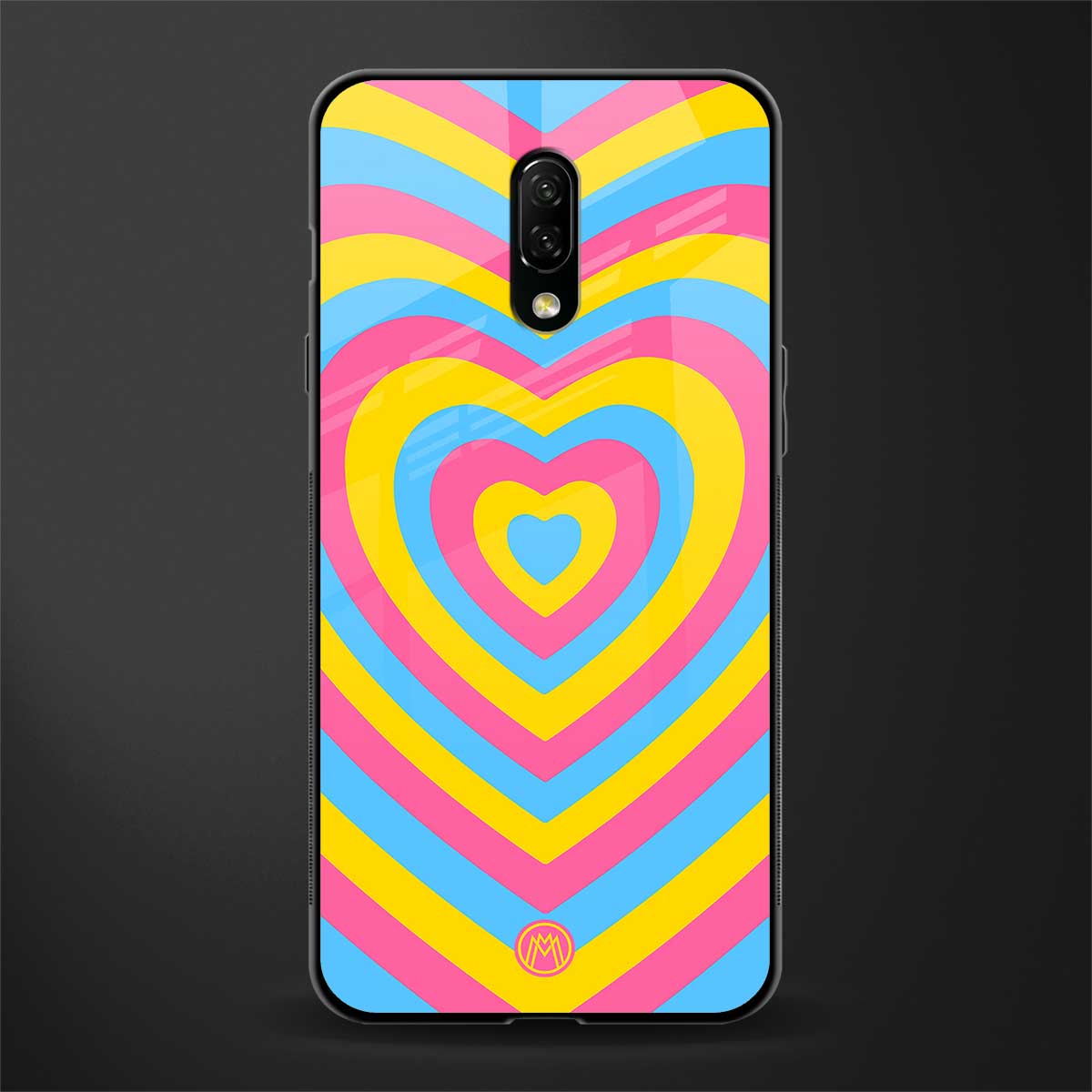y2k pink blue hearts aesthetic glass case for oneplus 7 image
