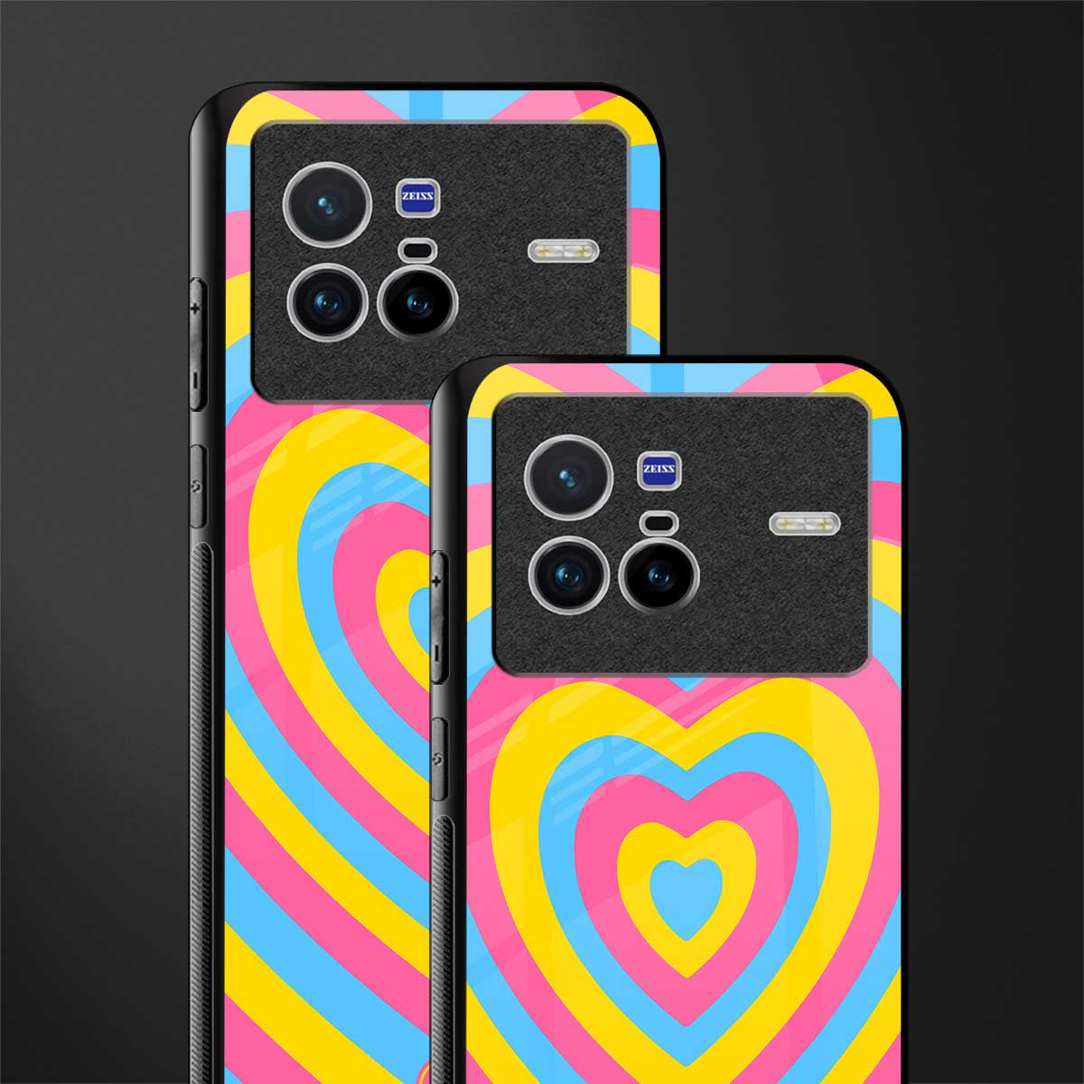 y2k pink blue hearts aesthetic glass case for vivo x80 image-2