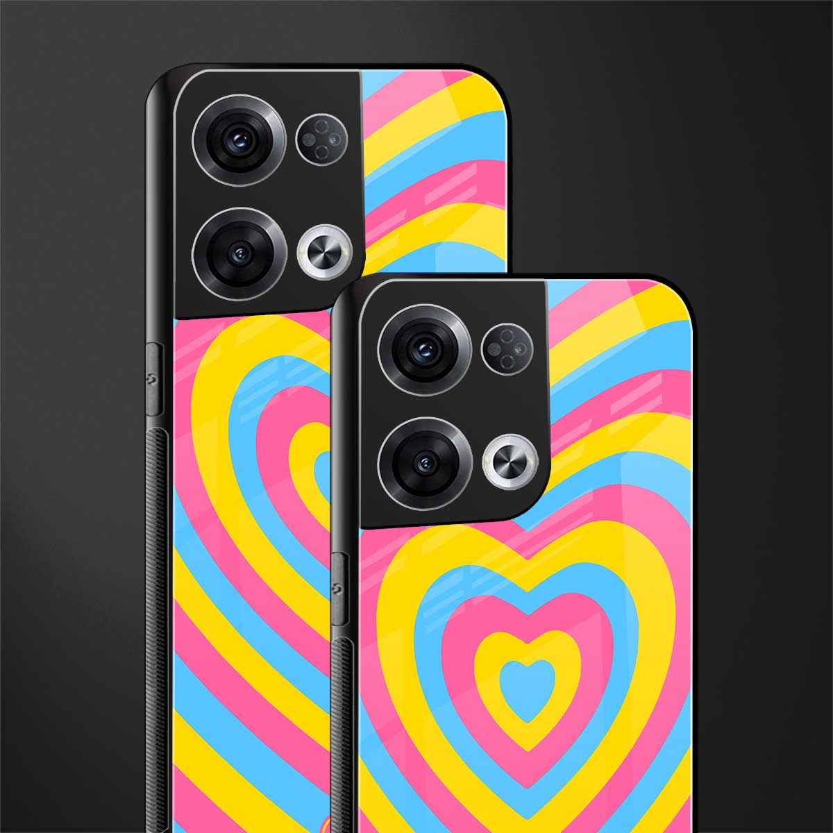y2k pink blue hearts aesthetic back phone cover | glass case for oppo reno 8 pro