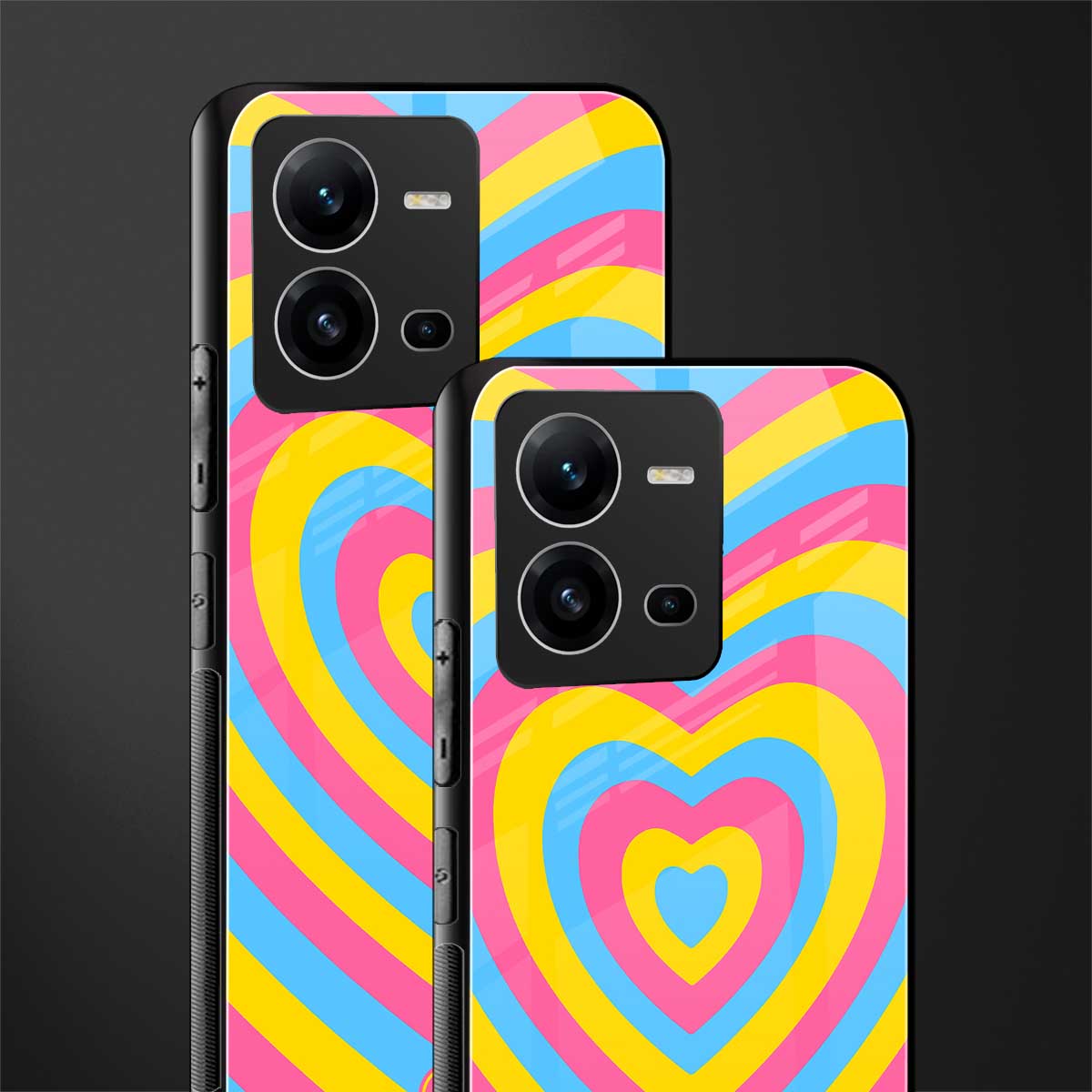 y2k pink blue hearts aesthetic back phone cover | glass case for vivo v25-5g