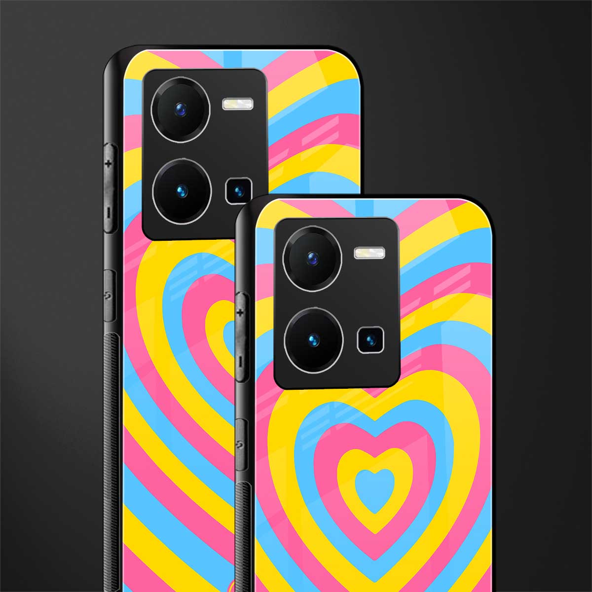 y2k pink blue hearts aesthetic back phone cover | glass case for vivo y35 4g
