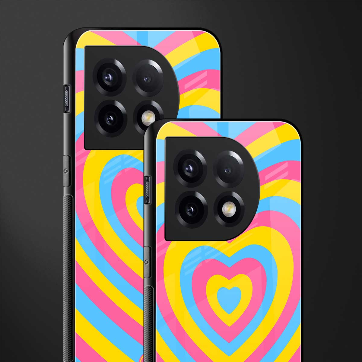 y2k pink blue hearts aesthetic back phone cover | glass case for oneplus 11