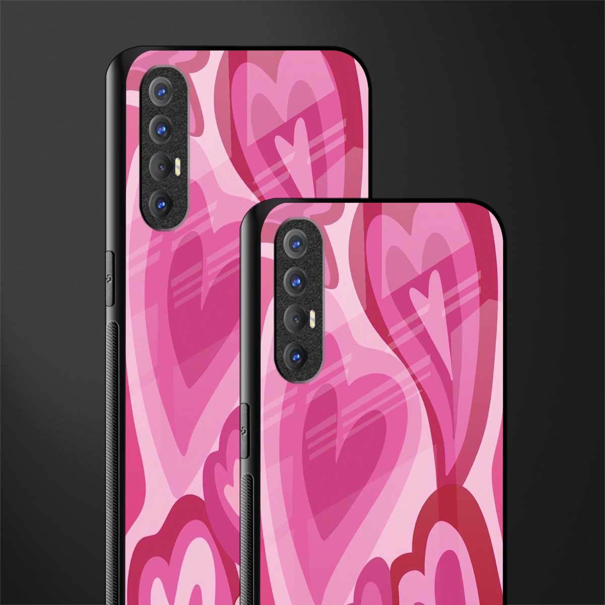 y2k pink hearts glass case for oppo reno 3 pro image-2