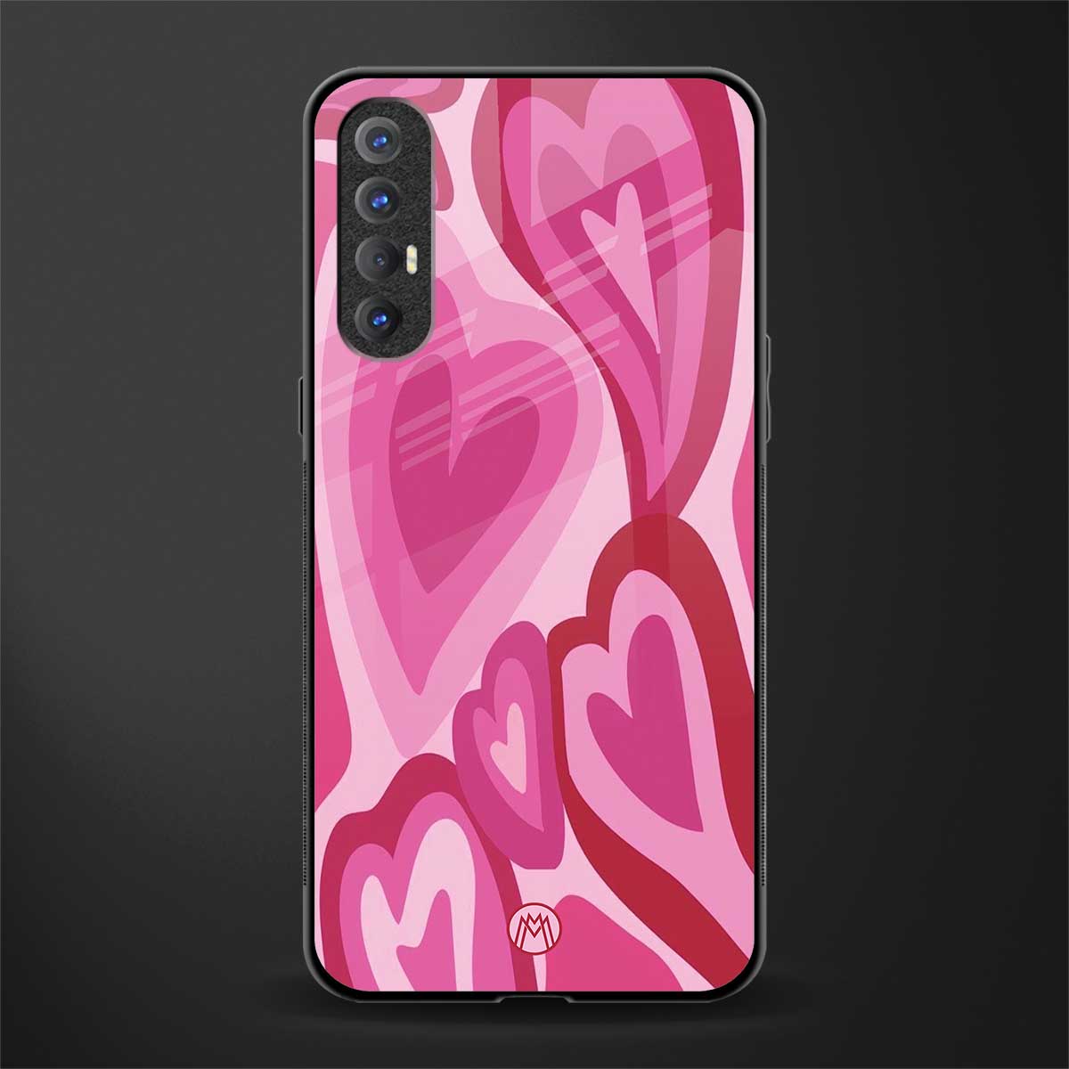 y2k pink hearts glass case for oppo reno 3 pro image