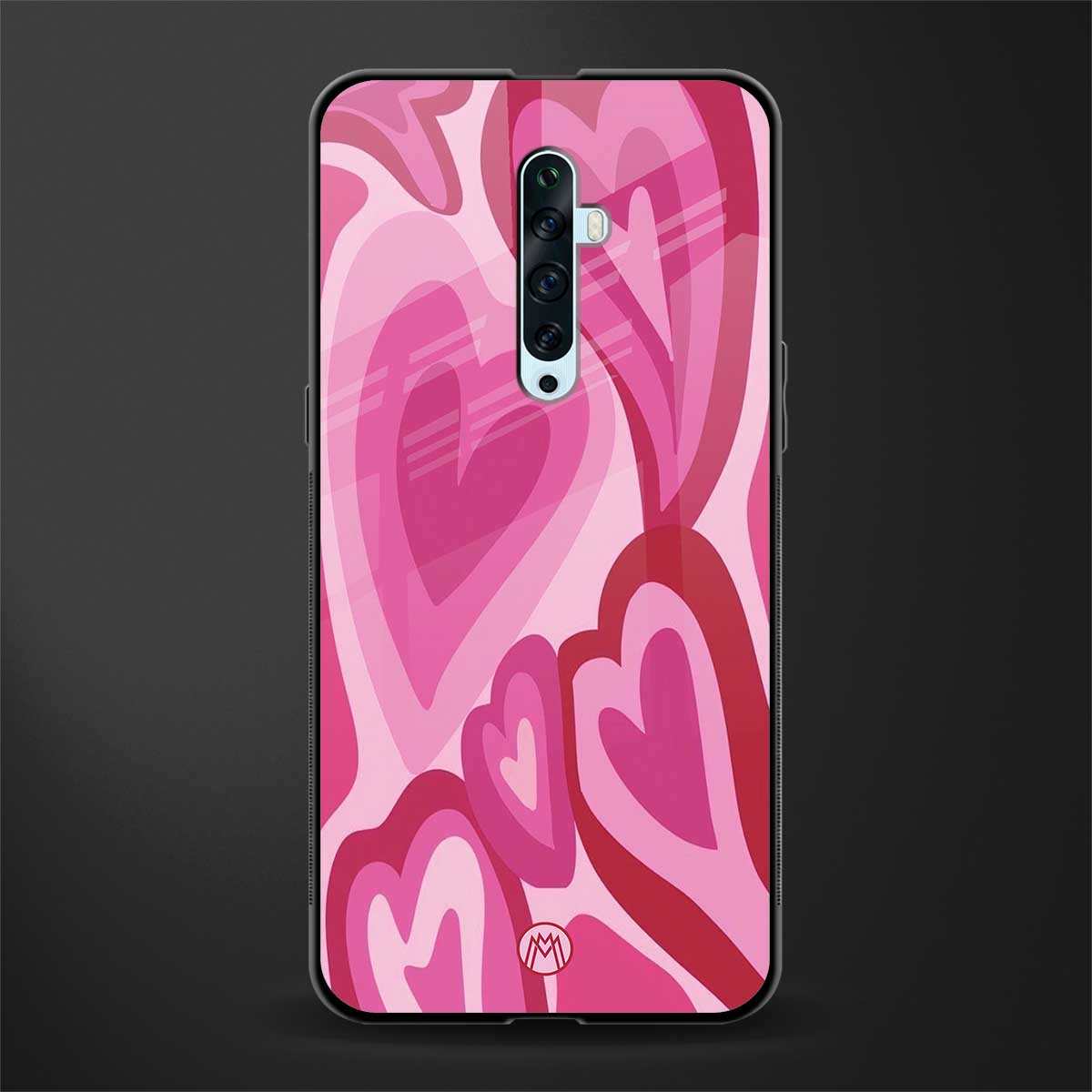 y2k pink hearts glass case for oppo reno 2f image