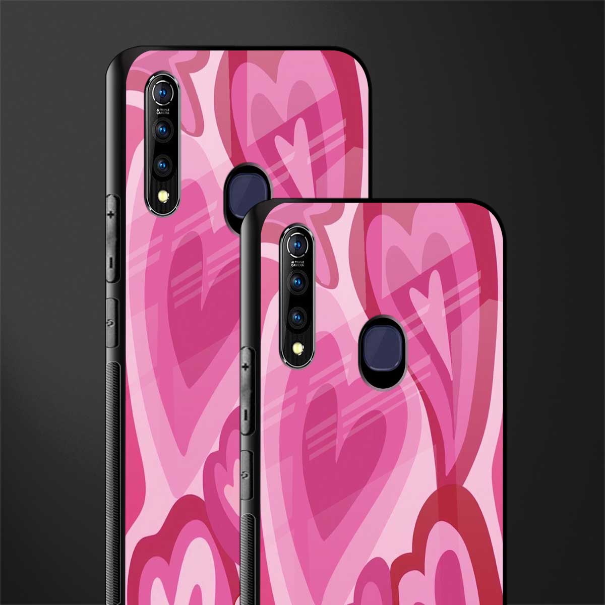 y2k pink hearts glass case for vivo z1 pro image-2