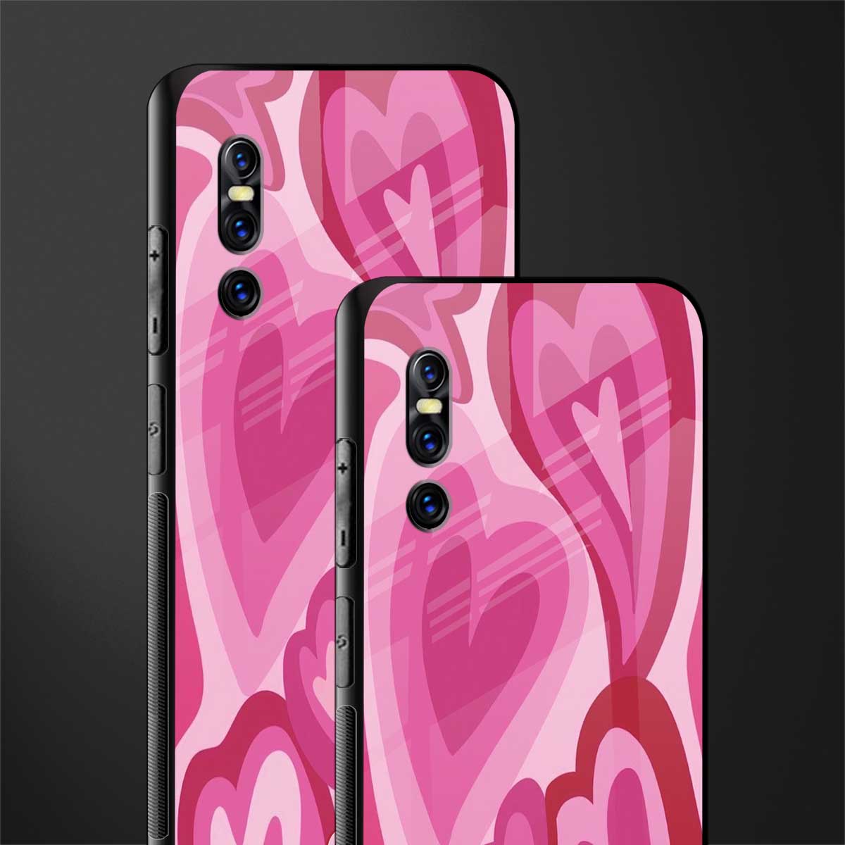 y2k pink hearts glass case for vivo v15 pro image-2