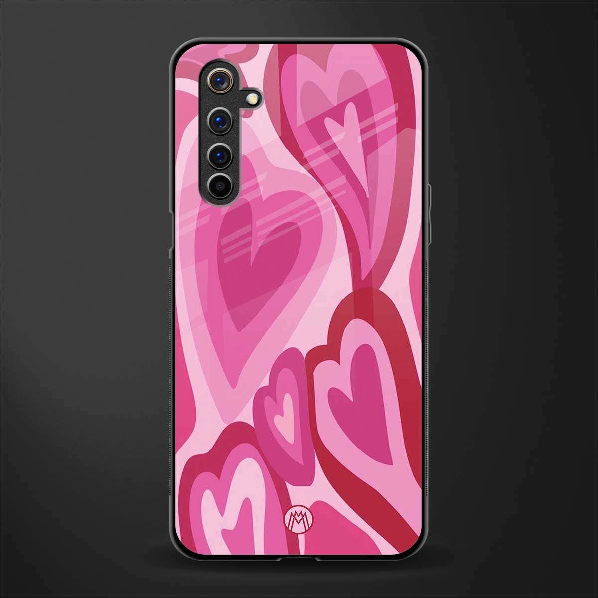 y2k pink hearts glass case for realme 6i image