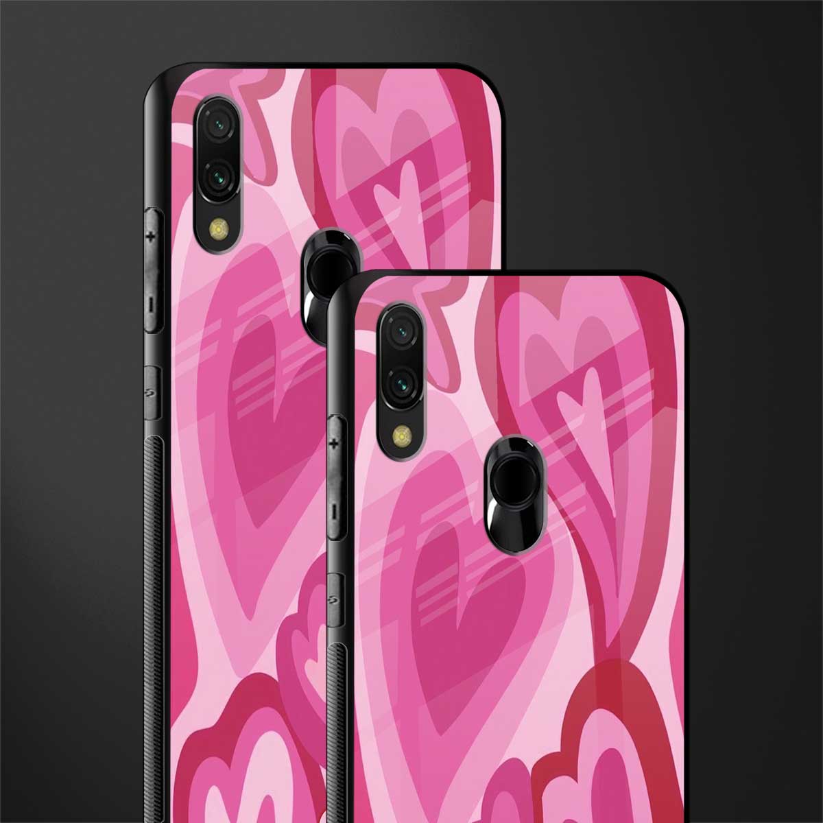 y2k pink hearts glass case for redmi y3 image-2
