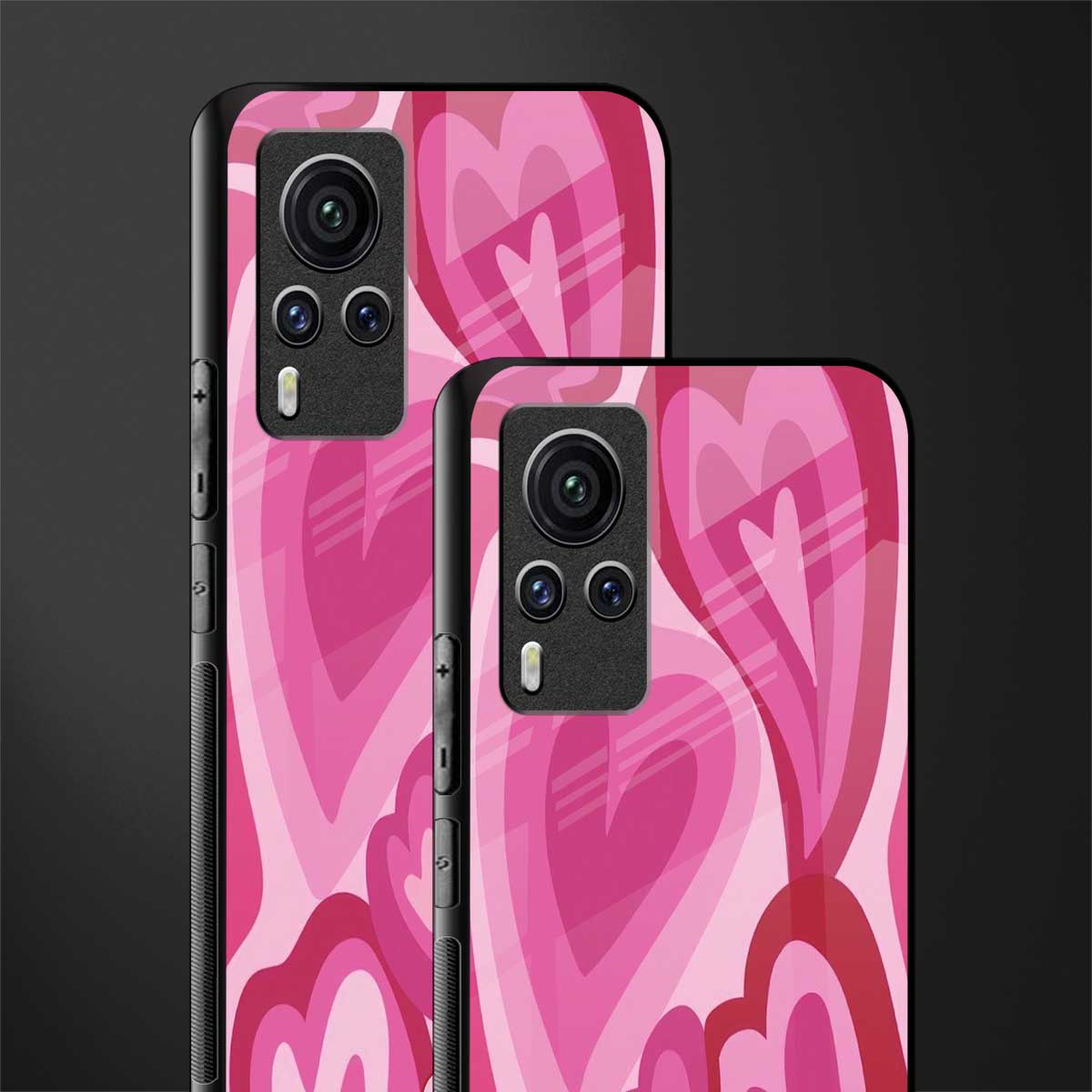 y2k pink hearts glass case for vivo x60 pro image-2