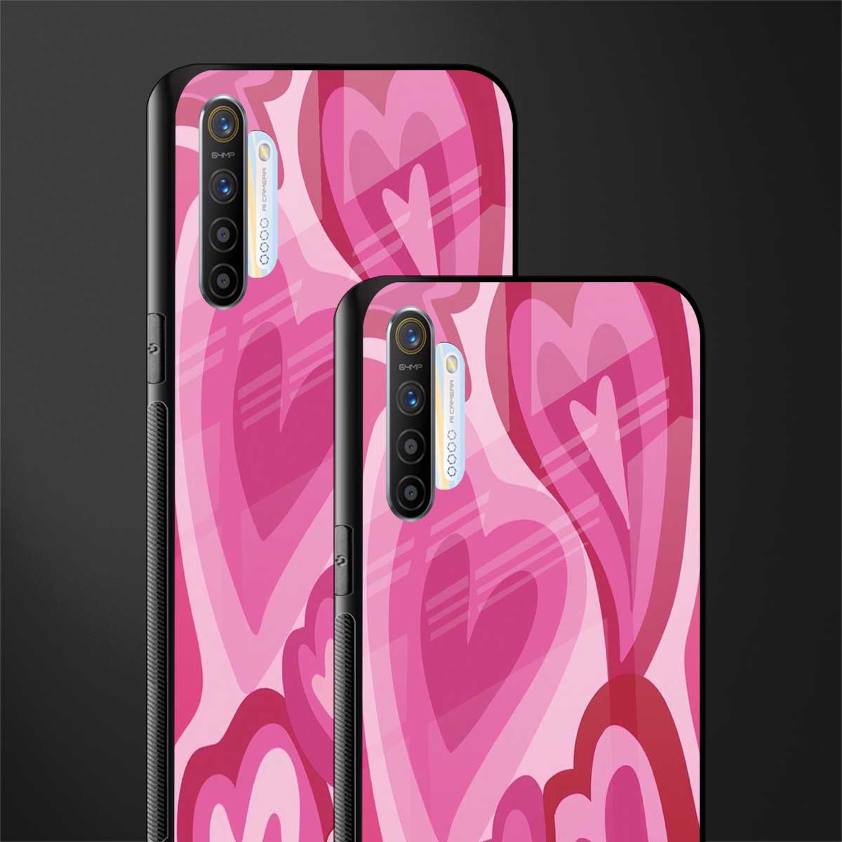 y2k pink hearts glass case for realme x2 image-2