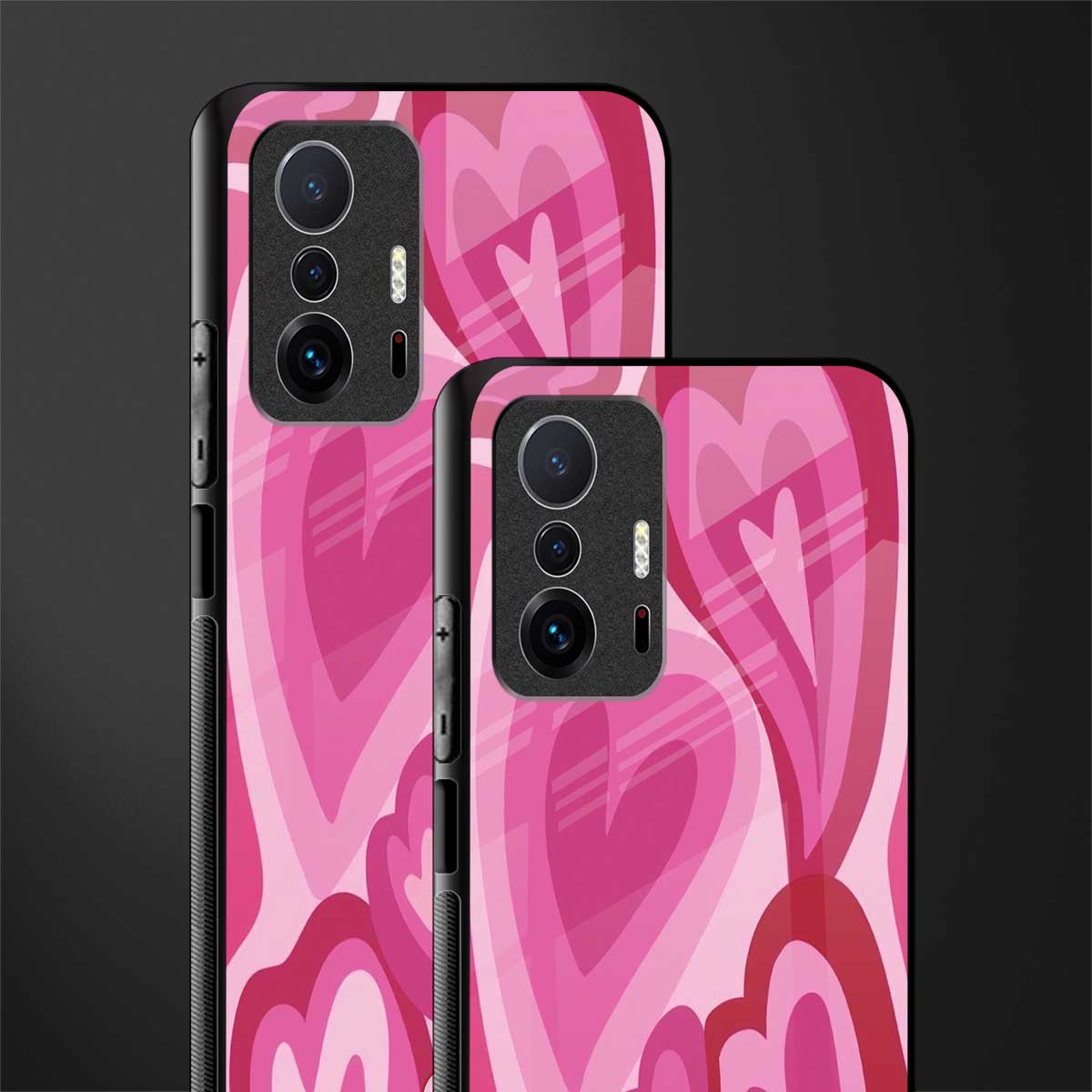 y2k pink hearts glass case for mi 11t pro 5g image-2